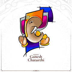 Elegant Happy Ganesh Chaturthi religious festival celebration card