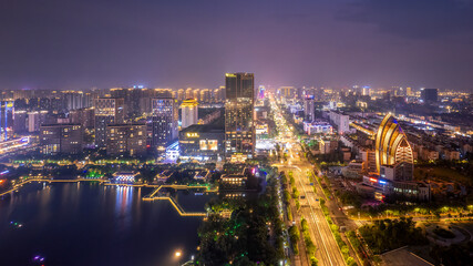 Obraz premium Aerial photography of modern urban architectural landscape in Yancheng, China