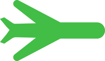 Digital png illustration of green airplane symbol on transparent background