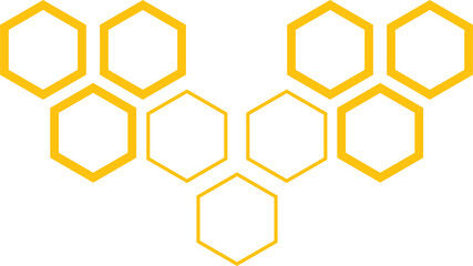 Digital png illustration of abstract yellow hexagon shape on transparent background