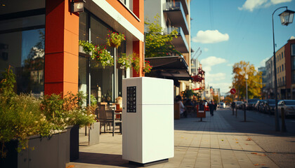 white distribution box in a city