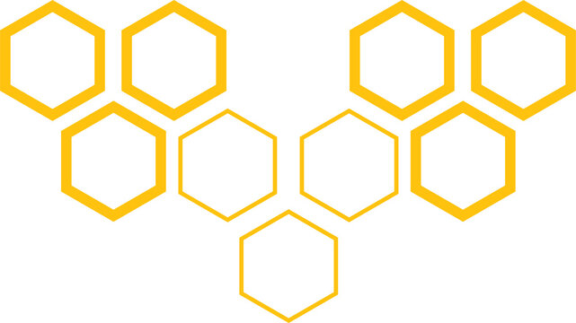 Digital png illustration of abstract yellow hexagon shape on transparent background