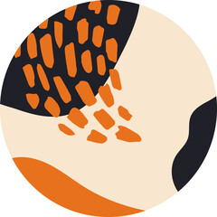 Digital png illustration of yellow circle with orange and black spots on transparent background