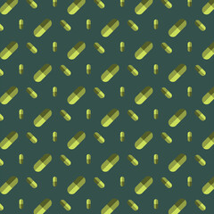 Digital png illustration of green pill pattern on green and transparent background