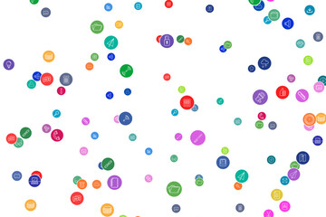 Digital png illustration of colourful digital icon symbols on transparent background