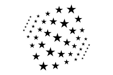 Digital png illustration of black stars on transparent background