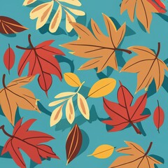 Fototapeta premium seamless background with autumn leaves