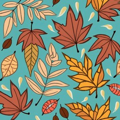 seamless pattern with autumn leaves
