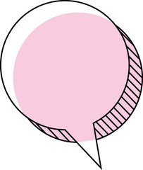 Digital png illustration of 2d pink filled speech bubble on transparent background