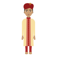 Digital png illustration of asain man in turban and traditional costume on transparent background