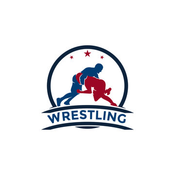 Wrestling logo template, Wrestling Sport logo vector template