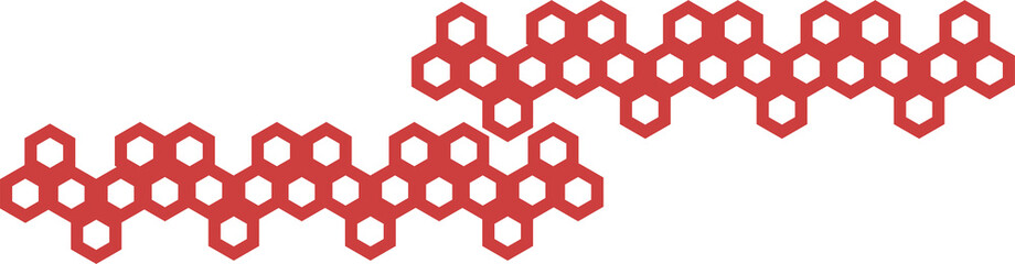 Obraz na płótnie Canvas Digital png illustration of red hexagon networks pattern on transparent background