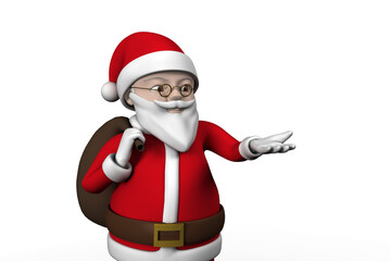 Digital png illustration of father chistmas with sack on transparent background