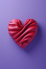 Isolated shaped pink heart. Valentine's day celebration on purple background. Concept of human emotions, love, relations, romantic holidays