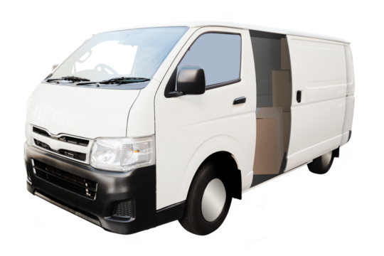 Digital png illustration of white van on transparent background