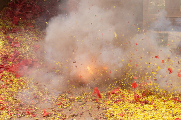 Firecrackers, Burnt firecrackers lying on the street