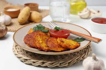 Lunch tasty food concept - delicious hash browns