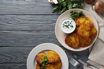 Lunch tasty food concept - delicious hash browns