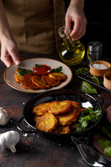 Lunch tasty food concept - delicious hash browns