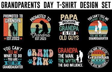 Happy Grandparents Day t-shirt design bundle, funny vintage Grandparents Day t-shirt set