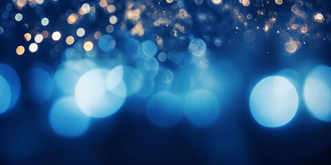 Blurred bokeh light background, Christmas and New Year holidays background. Generative AI