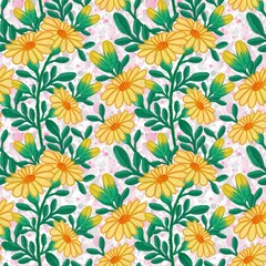 Yellow flowers seamless pattern 