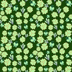 seamless floral pattern in green theme 