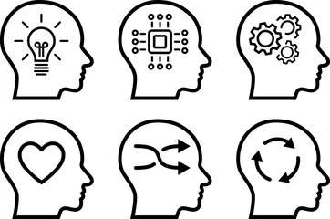 Set of line icons of soft power skills as a business concept