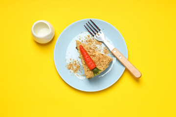 Tasty and delicious food concept - carrot cake