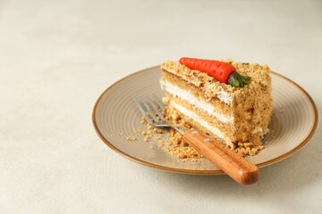 Tasty and delicious food concept - carrot cake