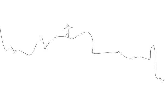 Stickerman or cartoon character tries to hold on during a strong earthquake.