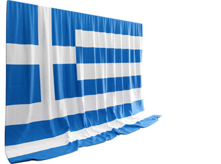 Obraz premium Greek Flag Curtain in 3D Rendering Celebrating Greece's Timeless Culture