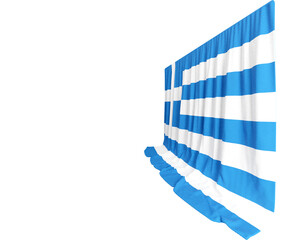 Greek Flag Curtain in 3D Rendering Celebrating Greece's Timeless Culture