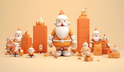 orange santa claus doll. christmas concept