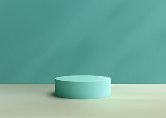 3D Soft Blue Podium on Blue Pastel Wall Background. Minimal Product Display Mockup