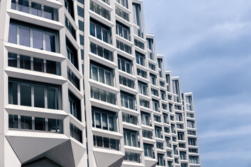 Modern tall apartment buildings in Zaandam city center, The Netherlands.