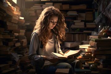 Fototapeta premium a girl read book, book day concept background