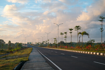Lombok-Mandalika International Airport Bypass Road in the morning, Lombok bypass road, , road in...