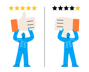 Customer feedback, positive and negative review. Colorful vector illustration