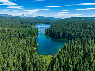Aerial Photo Of Clear Lake in Sisters Oregon
