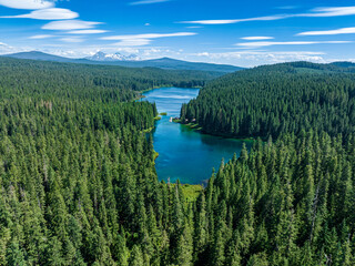 Fototapeta na wymiar Aerial Photo Of Clear Lake in Sisters Oregon