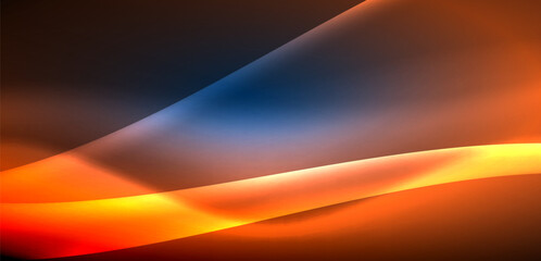 Dynamic waves in ethereal glow of neon lights. Concept merges fluidity of motion with vibrant allure of neon, crafting entrancing backdrop that embodies both vitality and futuristic sophistication