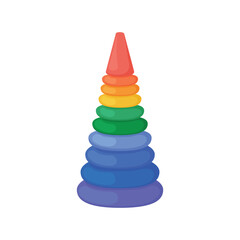 Pyramid. Children s logic puzzle game. Multi-colored pyramid toy. Vector illustration isolated on a white background