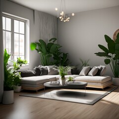 Contemporary Living Room Design JPG. Generative AI. 