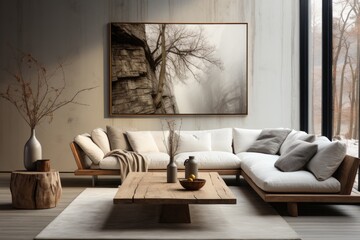 Living room, cozy and warm interior, natual righting.