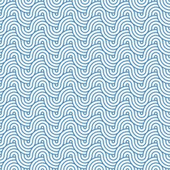 Seamless abstract blue line geometric pattern. Vector Illustration.