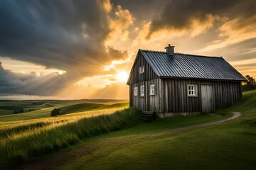 Obraz premium old barn in the field
