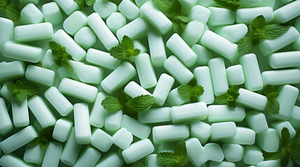 White and green mint candies background. Sweet backdrop. Generative AI