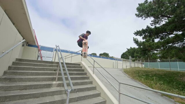 Young Skateboarder Failing Skateboard Trick