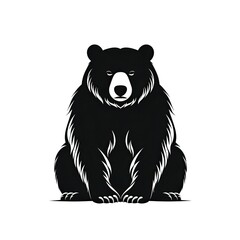 black silhouette of a bear for a logo - isolated on white background (Generative AI)